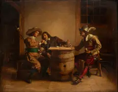Luis Ruiperez, Untitled, Oil on Beveled Mahogany Panel 1862, "The Card Players"