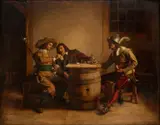 Luis Ruiperez, Untitled, Oil on Beveled Mahogany Panel 1862, "The Card Players"