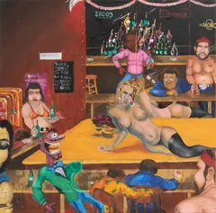 Christopher Ellis Daze, Untitled, Oil on Canvas, 1992, "Night at Billy's"