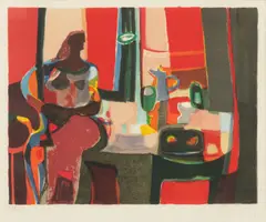 Marcel Mouly, Untitled, Lithograph in Colors on Wove Paper, "Seated Woman"