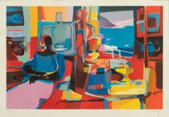 Marcel Mouly, Untitled, Lithograph in Colors on Paper, "Atelier Des Cyclades"