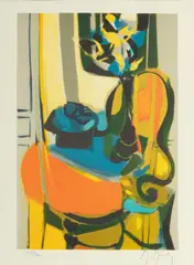 Marcel Mouly, Untitled, Lithograph in Colors on Wove Paper, "Le Fauteuil a Crosses"