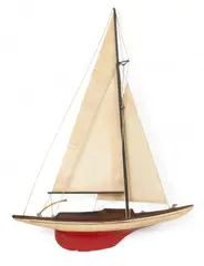 Wooden Half Hull Sailboat Wall Mount by Curtis Jeré, circa 1987, Sculpture, sold Oct 2024