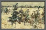 Richard Jerzy, Untitled, Oil on Masonite, "Winter Landscape"