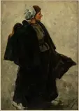 Hans von Bartels, Untitled, Oil on Board, Ca. Early 20th C., "Holländische Frau, Katwijk"