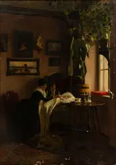 Oswald Steiger, Untitled, Oil on Canvas "The New Baby"
