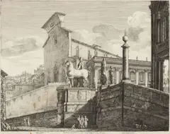 Untitled by Luigi Rossini, Engraving on Paper, Ca. 19th C., "Veduta Di Fianco Del Campidoglio Di Roma", sold Oct 2024