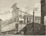Luigi Rossini, Untitled, Engraving on Paper, Ca. 19th C., "Veduta Di Fianco Del Campidoglio Di Roma"