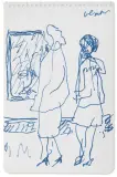 Józef Czapski, DWIE POSTACIE W MUZEUM, flamaster, papier z perforacja