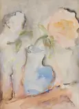 Zofia Kobylińska-Olszewska, KWIATY W WAZONIE, lata 80. XX w., akwarela, tektura