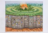 Jacek Yerka, WYMIERANIE KSIĄŻEK, 2026, kredki, karton