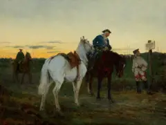 Jan Chełmiński, OBWIESZCZENIE, 1875, olej, deska mahoniowa