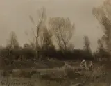 Roman Kochanowski, PEJZAŻ Z DRZEWAMI, ok. 1920, olej, papier naklejony na karton naklejony na deskę