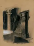 Ferdynand Ruszczyc, STARY ZEGAR, 12 VI 1906, węgiel, kreda, tektura
