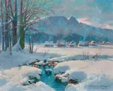 Leszek Stańko, CHATY POD GIEWONTEM, 1989, olej, płótno