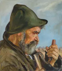 WĘDROWIEC by Vlastimil Hofman, 1921, olej, tektura naklejona na sklejkę, offered Jun 2026