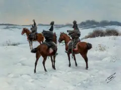 Jan Rosen, ZWIAD, 1886, olej, deska mahoniowa z dwiema szpongami