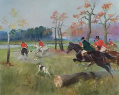 POLOWANIE NA JELENIA by Jerzy Kossak, 1937, olej, płótno, sold Jun 2026