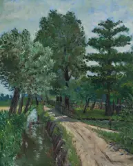Wincenty Wodzinowski, NAD STRUMYKIEM, ok. 1900, olej, płótno