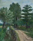 Wincenty Wodzinowski, NAD STRUMYKIEM, ok. 1900, olej, płótno