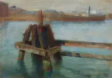 Soter Jaxa-Małachowski, PORT W GDAŃSKU, 1924, olej, tektura