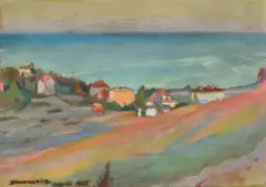 Stanisław Klimowski, GDYNIA – WIDOK Z KAMIENNEJ GÓRY, 1935, olej, tektura