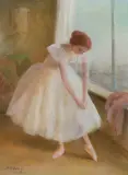 Miloslava Vrbova-Štefková, PRZED WYSTĘPEM, olej, płyta pilśniowa