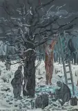Edward Dwurnik, CHRYSTUS NA DRZEWIE Z CYKLU „KRZYŻ“, 1979, olej, płótno