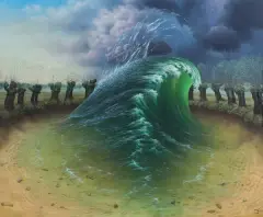 Jacek Yerka, PRYWATNA FALA, 1983, akryl, płótno