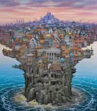 Jacek Yerka, Krótka historia cywilizacji, 2019, akryl, płótno