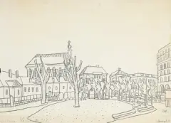 Edward Dwurnik, WARSZAWA - KOŚCIÓŁ WIZYTEK, 1968, ołówek, papier