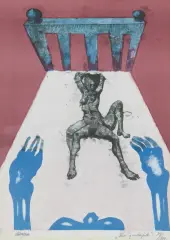 Jan Lebensztejn, RÊVE QUADRUPÈDE, 1973, litografia barwna, papier