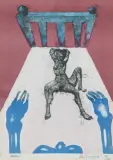 Jan Lebensztejn, RÊVE QUADRUPÈDE, 1973, litografia barwna, papier
