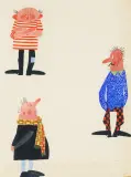 Mirosław Pokora, TRZEJ ROZBÓJNICY, 1973, gwasz, tusz, pióro, papier