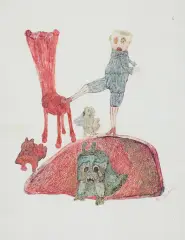 Bożena Wahl, ZABAWA Z PSAMI, 1967, tusze barwne, papier fotograficzny