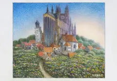 Jacek Yerka, JUTRZNIA, 2025, kredki, ołówek, karton