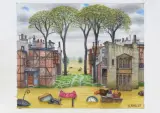 Jacek Yerka, PRYWATNA POWÓDŹ, 2025, kredki, ołówek, karton