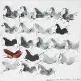 Józef Wilkoń, DWADZIEŚCIA JEDEN KONI I JEDEN, 2011, tusze barwne, płótno