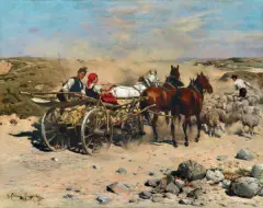 Alfred Wierusz-Kowalski, WESOŁA JAZDA, ok. 1885, olej, płótno dublowane,