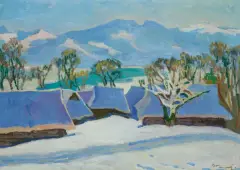 Stanisław Kamocki, WIDOK NA GIEWONT, olej, tektura