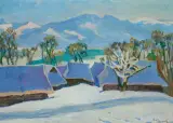 Stanisław Kamocki, WIDOK NA GIEWONT, olej, tektura