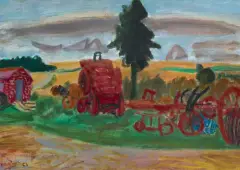 Henryk Hayden, PRZED ZBIORAMI, 1953, olej, papier naklejony na tekturę