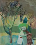 Rajmund Kanelba, DZIEWCZYNKA W ZIELONYM KAPELUSZU, 1948, olej, płótno naklejone na płytę pilśniową