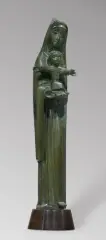 Jean Lambert-Rucki, MADONNA Z DZIECIĄTKIEM, brąz patynowany, podstawa drewniana
