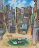 Jacek Yerka, UTRACONE KĄPIELISKO, 2026, pastel, papier, naklejony na tekturę
