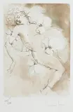 Léonor Fini, AKT MĘSKI PÓŁLEŻĄCY, akwaforta tonowana, papier