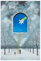 MAGICZNA PRZEZROCZYSTOŚĆ CZASU by Rafał Olbiński, inkografia, papier naklejony na piankę, sold Feb 2026