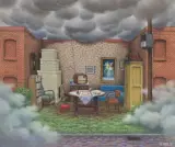 Jacek Yerka, DZIENNY ZAKĄTEK, 2025, pastel, karton naklejony na tekturę