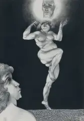 Adam Hoffmann, TAŃCZĄCA, 1975, węgiel, gwasz, kredka, papier