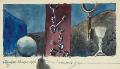 Zbigniew Makowski, KOMPOZYCJA Z KLUCZAMI, 1974, akwarela, tusz pędzel, papier